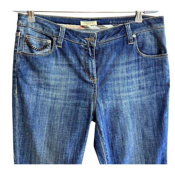 Burberry London KnightBridge Wash Blue Cropped Length Straight Leg Size 30 - Picture 2 of 12